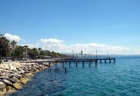 Pier on the waterfront in the city of Limassolの写真素材