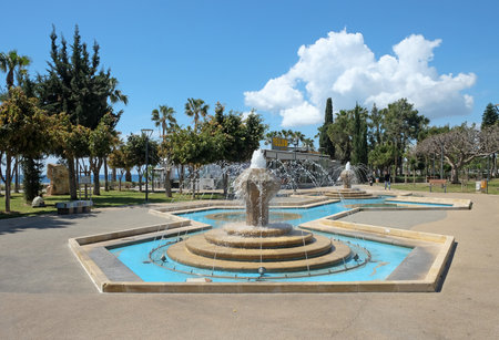 LIMASSOL, CYPRUS - MAY 10, 2019: Fountain on the Quay in the city of Limassolのeditorial素材