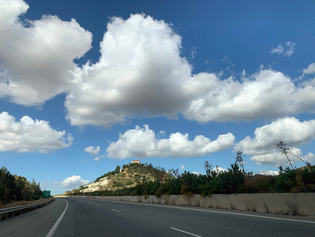 Speed road through the Troodos mountain range in Cyprus