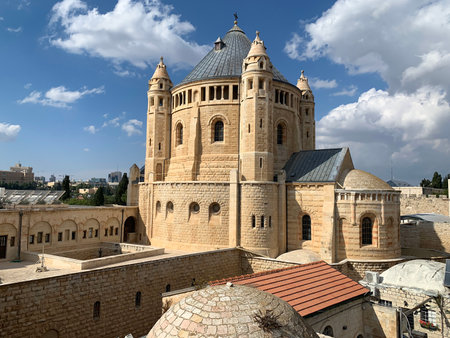 JERUSALEM, ISRAEL - OCTOBER 24, 2019: View from the roof of the Chamber of the Last Supper at the Benedictine monastery of Dormizion in Jerusalemのeditorial素材