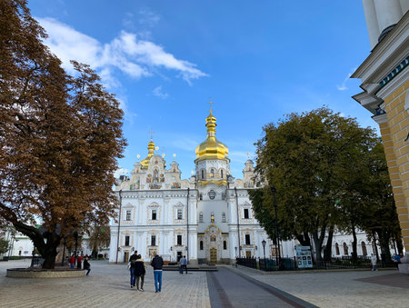 KIEV, UKRAINE - OCTOBER 01, 2019: Cathedral of the Assumption of the Blessed Virgin Mary the main cathedral church of the Kiev Pechersk Lavraのeditorial素材