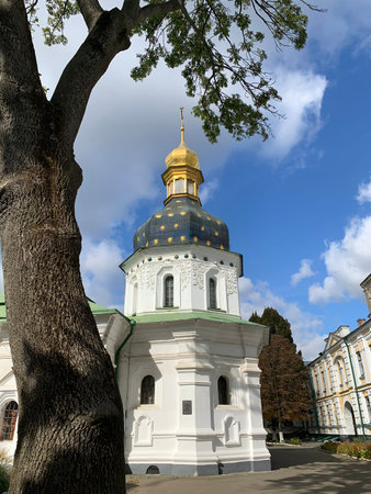 KIEV, UKRAINE - OCTOBER 01, 2019: Church of St. Nicholas in the Kiev Pechersk Lavra