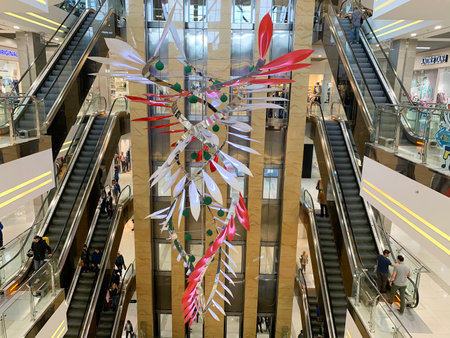 KIEV, UKRAINE - OCTOBER 03, 2019: Interior of the Gulliver shopping mall and office center in the center of Kievのeditorial素材