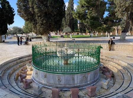 JERUSALEM, ISRAEL -  FEBRUARY 11, 2020: Muslim traditional fountain for washing feet on the Temple Mount in Jerusalemのeditorial素材