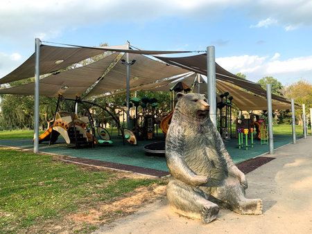 BEER SHEVA, ISRAEL - MARCH 19, 2020: An empty playground in a city park during the COVID-19 epidemicのeditorial素材