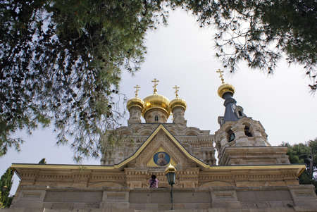 The five-domed church of St. Mary Magdalene Equal to the Apostles in Jerusalem on the Mount of Olivesの写真素材