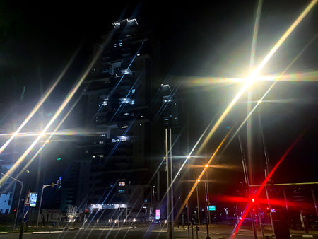 Colorful Illumination in the night city. Abstraction
