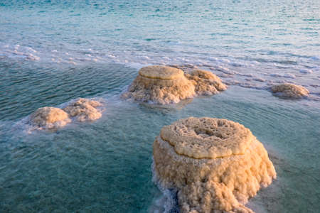 Salt crystals on the shore of the Dead Seaの写真素材