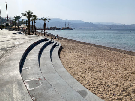 Embankment in the resort town of Eilat in the morning