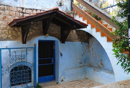 SAFED, ISRAEL - SEPTEMBER 24, 2017: Historical buildings in the old town of Safedのeditorial素材