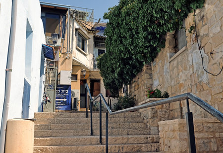 SAFED, ISRAEL - SEPTEMBER 24, 2017: Historical buildings in the old town of Safedのeditorial素材
