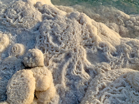 Salt crystals on the shore of the Dead Sea