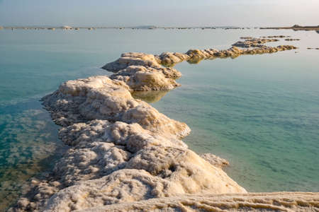 Salt crystals on the shore of the Dead Seaの写真素材