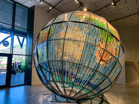 JERUSALEM, ISRAEL - MAY 05, 2018: A globe made from sea debris is in the Jerusalem Aquariumのeditorial素材