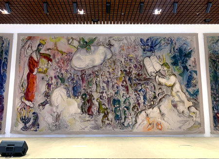 JERUSALEM, ISRAEL - SEPTEMBER 19, 2022: Central tapestry by Marc Chagall in the foyer of the Knesset in Jerusalemのeditorial素材