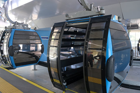 HAIFA, ISRAEL - FEBRUARY 20, 2023: Station of passenger cable car public transport in Haifa from the lower city to the Technion and the universityのeditorial素材