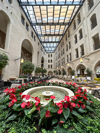 JERUSALEM, ISRAEL - MAY 29, 2023: The atrium of the Waldorf Astoria Jerusalem hotelのeditorial素材