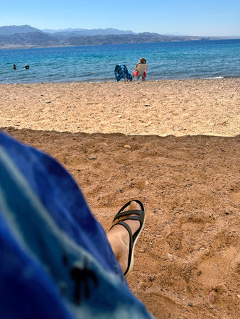 Relax on the beach of the Red Sea in summer