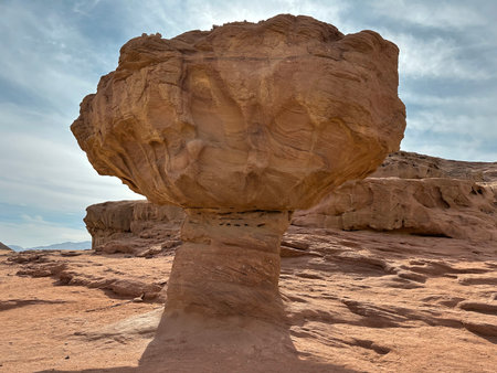 Stone mushroom in Timna Park in southern Israel in the Arava desertの写真素材