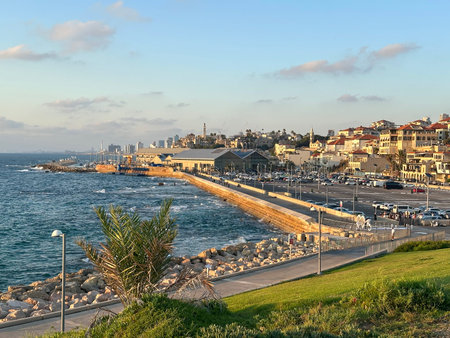 JAFFA, ISRAEL - JULY 03, 2025: View of Jaffa from the Midron Park hill