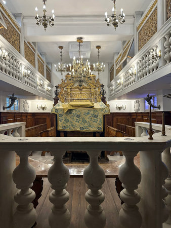 JERUSALEM, ISRAEL - JULY 29, 2025: Interior Synagogue from Conegliano Veneto at the Museum of...