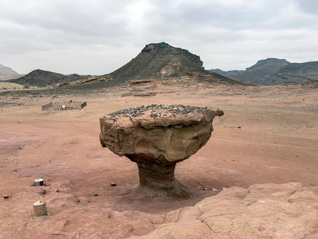 Stone mushroom in Timna Park in southern Israel in the Arava desertの写真素材