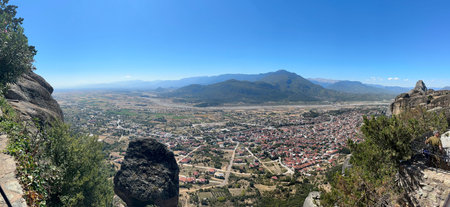 View of the town of Kalambaka from the Meteora mountains