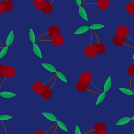 seamless blue pattern with cherries