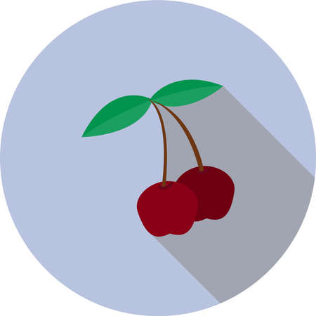 Vector image of a sweet cherry on a round backgroundのイラスト素材