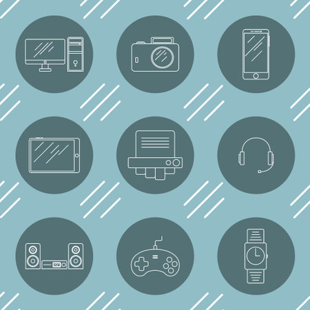 Set of icons with an image of electronics