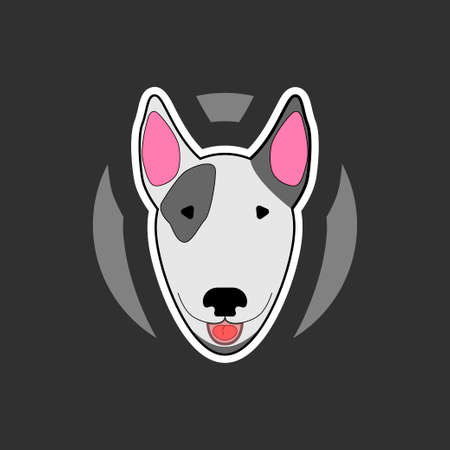 Sticker with a picture of a bull terrier in a cartoon styleのイラスト素材