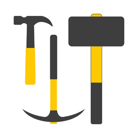 Hammer and pickaxe on a white background. Tool kit. EPS 10のイラスト素材