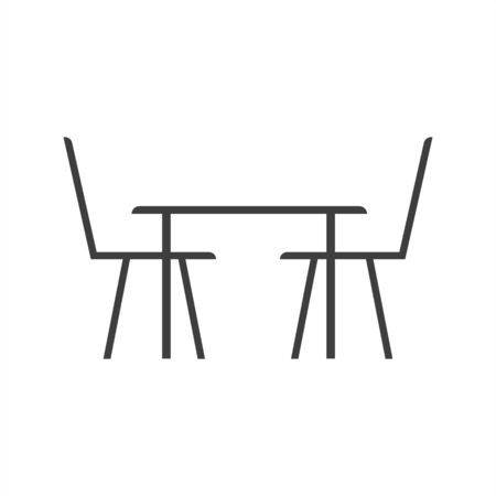 Dining room flat line icon. Apartment furniture sign, vector illustration of dinner table and chairs.のイラスト素材