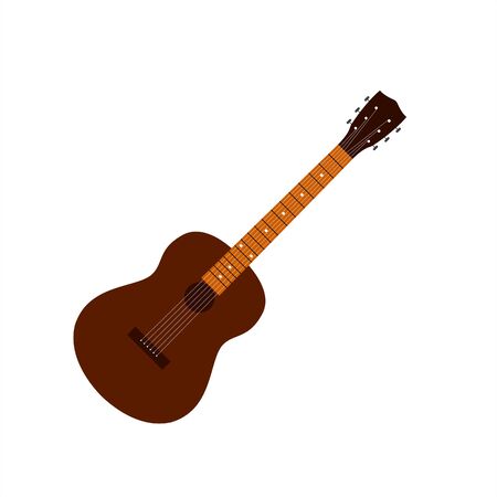 Isolated silhouette of a classic guitar. A collection of musical string instruments.のイラスト素材