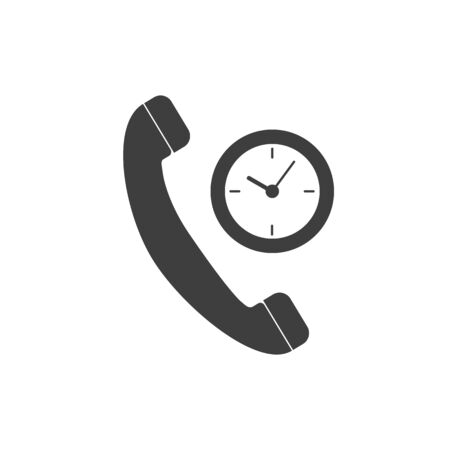 Phone Time vector icon. Style is flat symbol, black color, rounded angles, white background.のイラスト素材