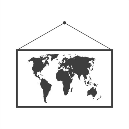World map hanging on the clips. Vector backgroundのイラスト素材