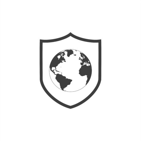 world planet earth with shield isolated icon vector illustration designのイラスト素材