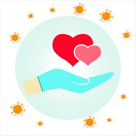 medical gloves protection against viruses and bacteria icon vectorのイラスト素材