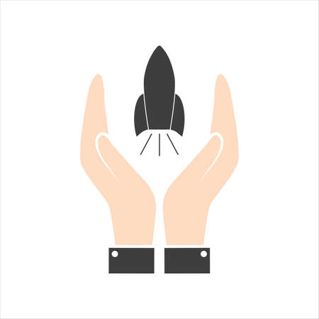 Rocket vector sketch icon isolated on background. Hand drawn Rocket icon. Rocket sketch icon for infographic, website or app.のイラスト素材