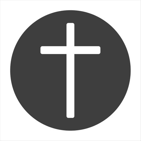 Hand drawn black grunge cross icon, simple Christian cross sign, hand-painted cross symbol created with real ink brush isolated on white background.のイラスト素材