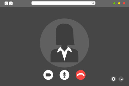 Vector graphics, video conferencing, remote work. Conclusion of contracts during the conference, the exchange of information in a video conference chat.のイラスト素材