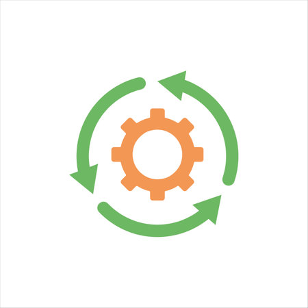 icon setting parameters, setting the work gear with arrow, fully editableのイラスト素材