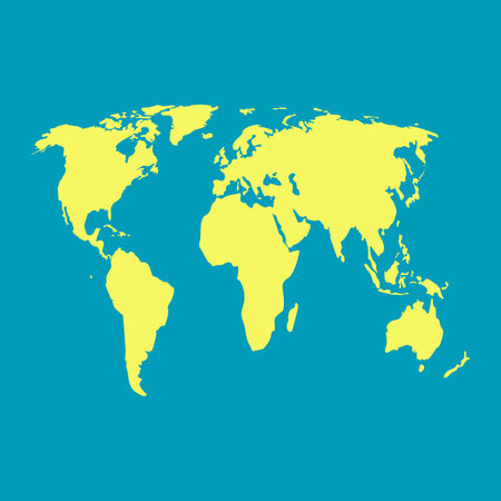 world map yellow on blue background vectorのイラスト素材