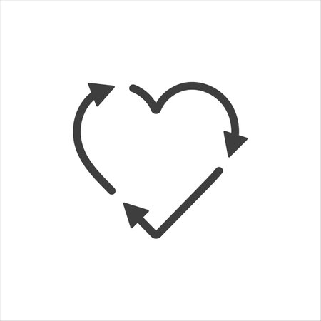 vector illustration symbol heart shaped reload icon on white isolate. EPS10のイラスト素材
