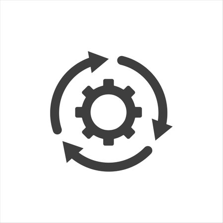 icon setting parameters, setting the work gear with arrow, fully editable vector imageのイラスト素材