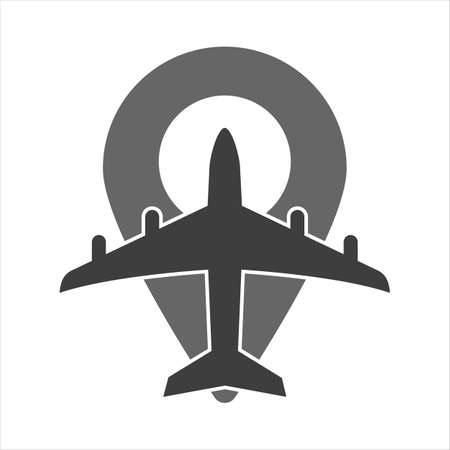 Illustration of a map mark icon with a plane.のイラスト素材
