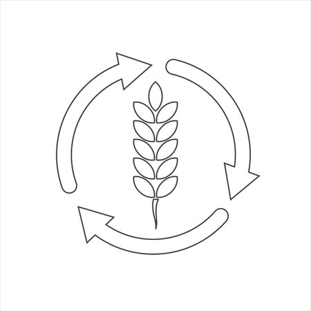 Vector Spikelet isolated on white background. Wheat, rice, rye ear, symbol of farming, bread, harvest.のイラスト素材