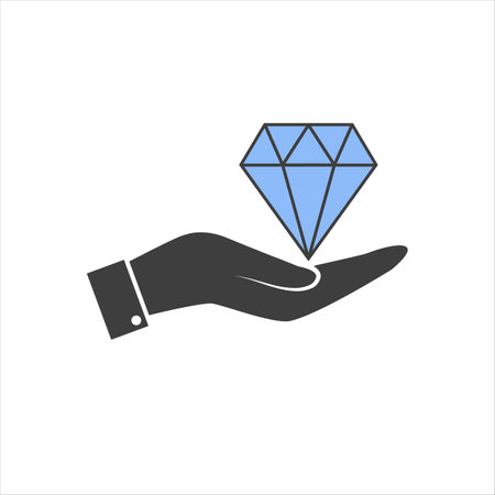 Hand and diamond icon, flat design best vector icon.のイラスト素材
