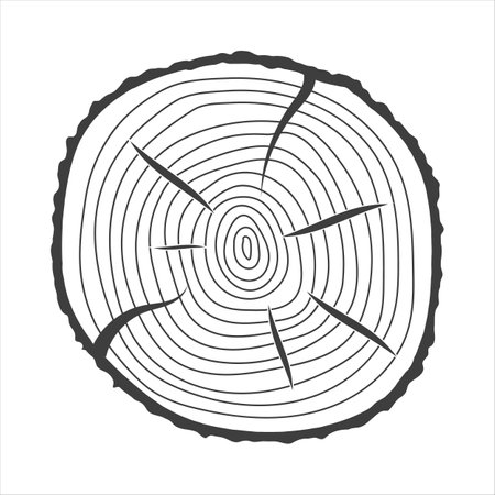 Wood texture icon. Tree rings icon on white backgroundのイラスト素材