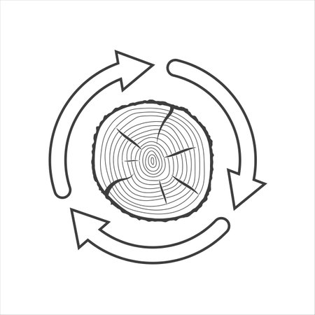 Wood texture icon. Tree rings icon on white backgroundのイラスト素材